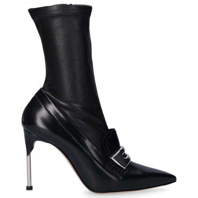 Alexander McQueen Alexander McQueen Botki kowbojki i motocyklowe WATSON skóra cielęca Logo Metaliczny czarny