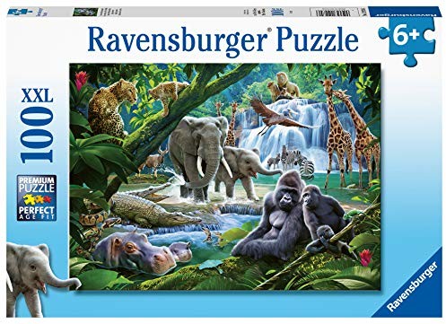 Ravensburger 12970 dżungla Families 100 puzzle z bardzo dużymi elementami dla dzieci w wieku od 6 lat 12970