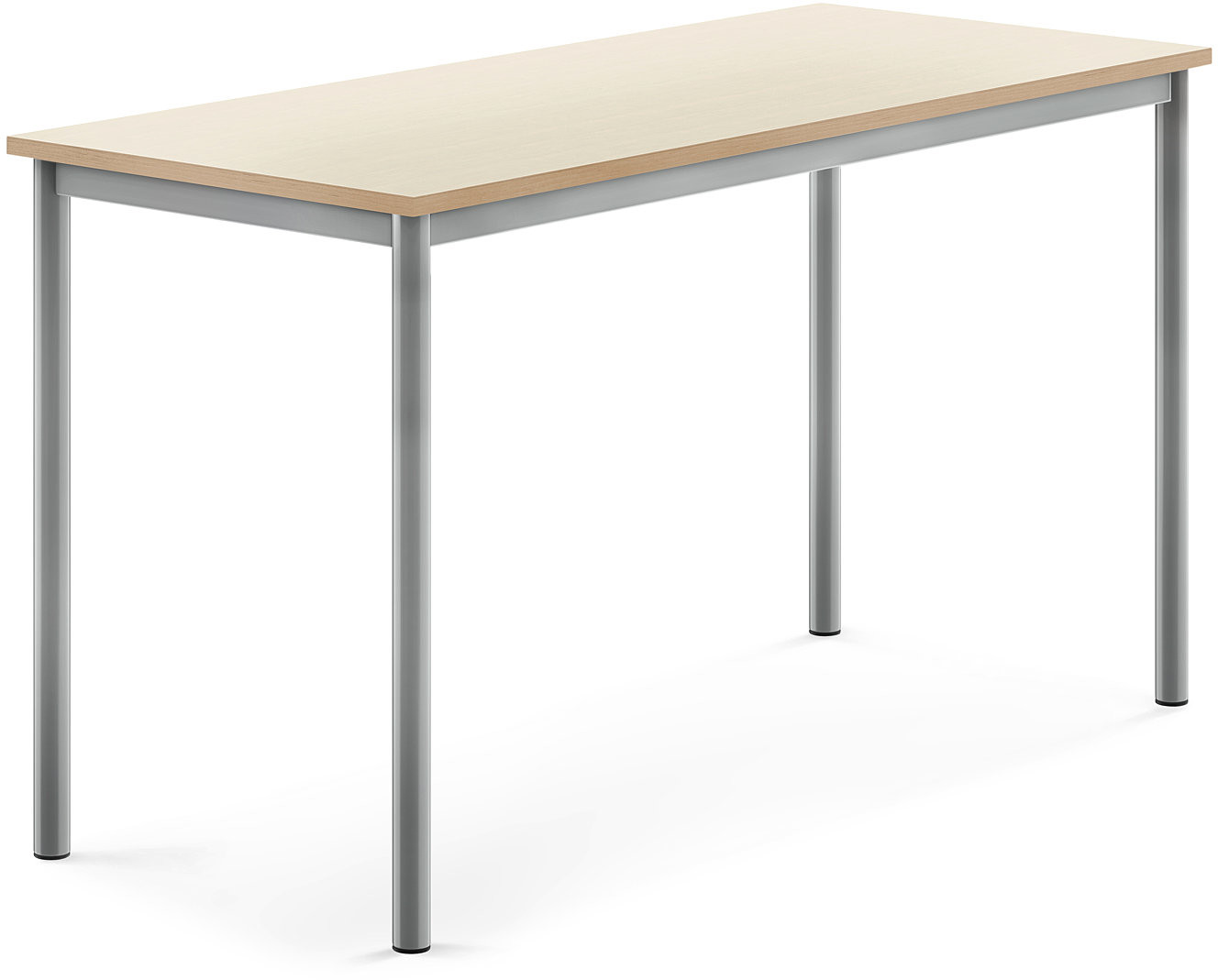 AJ Produkty Biurko SONITUS, 1400x600x760 mm, brzoza laminat, szary aluminium