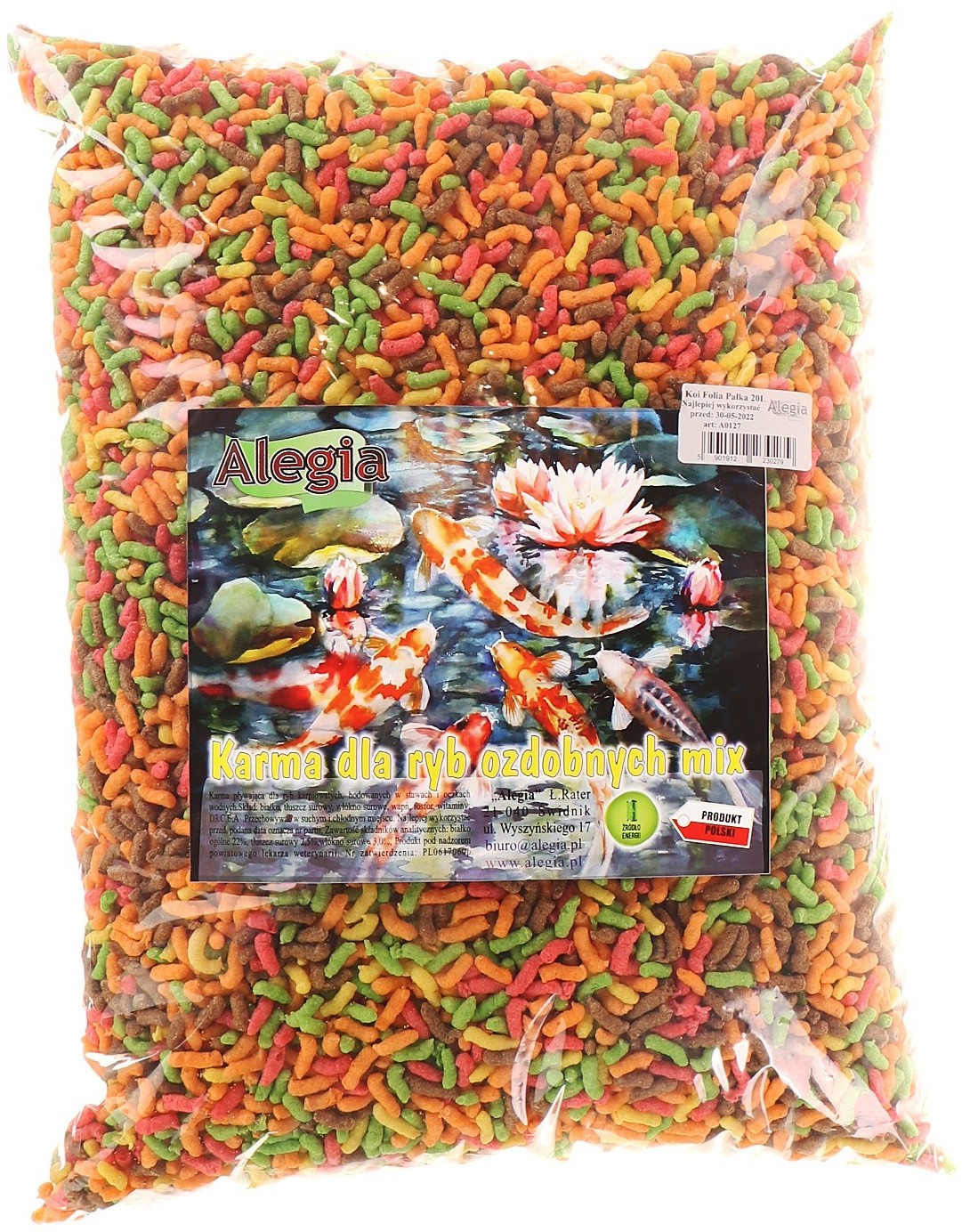 Alegia karma dla ryb ozdobnych mix pałeczki 20L KOI MIX FOLIA 20L