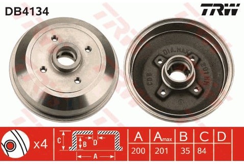TRW Bęben hamulcowy DB4134