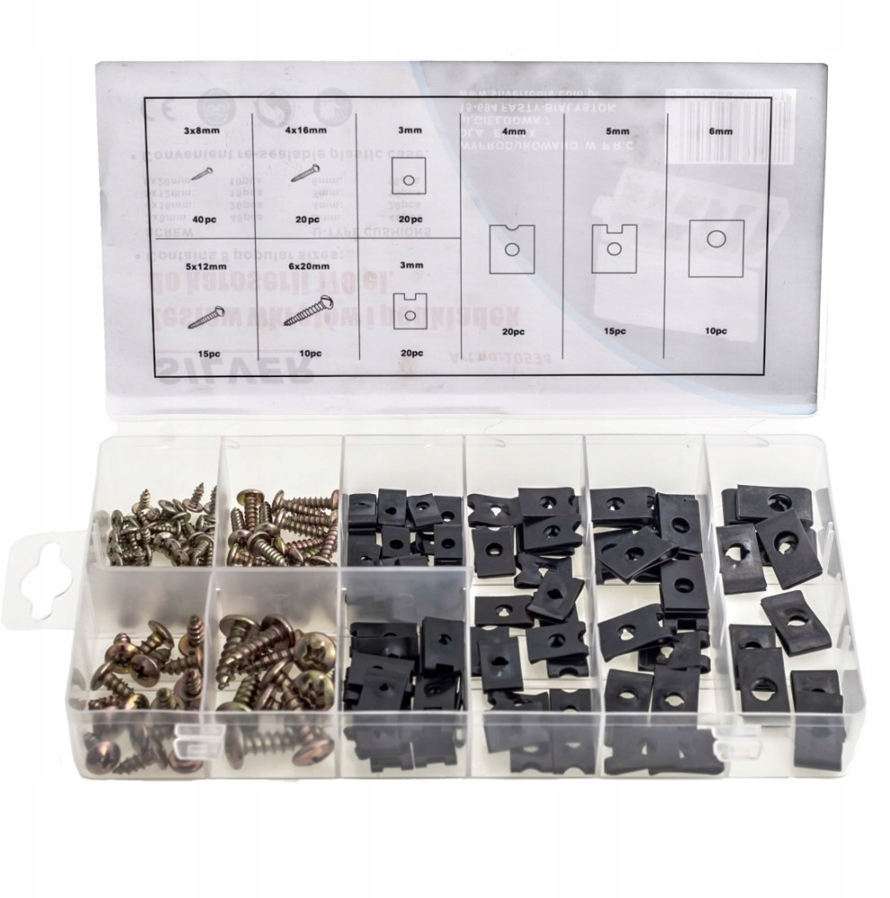 Wkręty Podkładki Do Karoserii MIX Zestaw 170 Sztuk