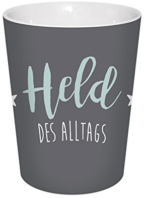 infinite by GEDA LABELS (INFKH) Infinite by GEDA LABELS 12710 kubek porcelanowy 'held dnia codziennego' V-Mug, porcelana, szary, 8,5 x 8,5 x 10 cm