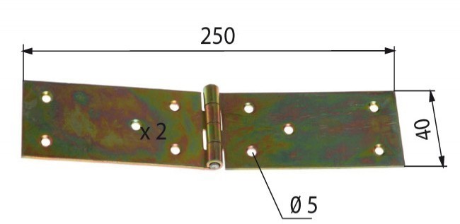 Zawiasa budowlana 250x40x1,8 mm ocynk żółty