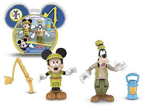 MICKEY&MINNIE Mickey, 2 figurki przegubowe 7,5 cm z akcesoriami, motyw kempingowy, zabawka dla dzieci od 3 lat, Mcc043 MCC043