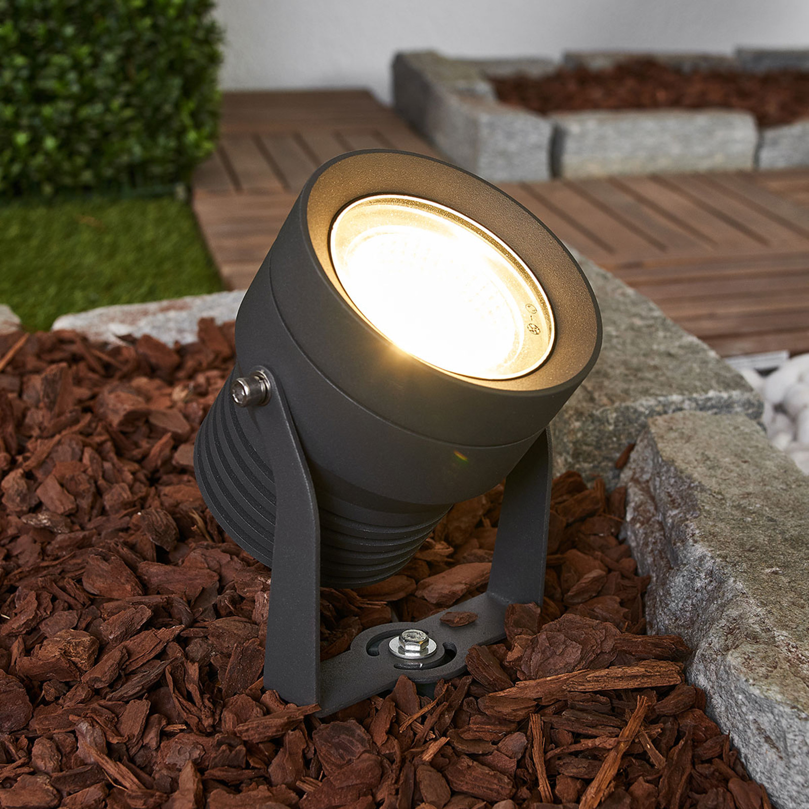 LAMPENWELT.COM Reflektor zewnętrzny LED Irina, ciemnoszary