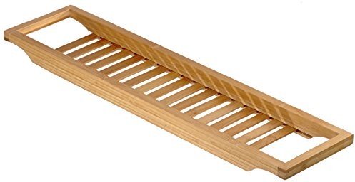 Relaxdays drewniana półka na wannę, 4 cm (wysokość) x 64 cm (długość) x 15 cm (szerokość), kolor natur 10013081
