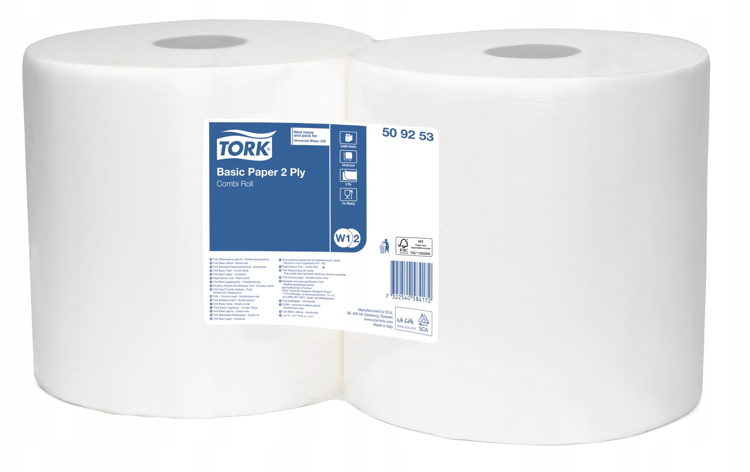 TORK ** Czyściwo 509253 celuloza 2w białe 264m**