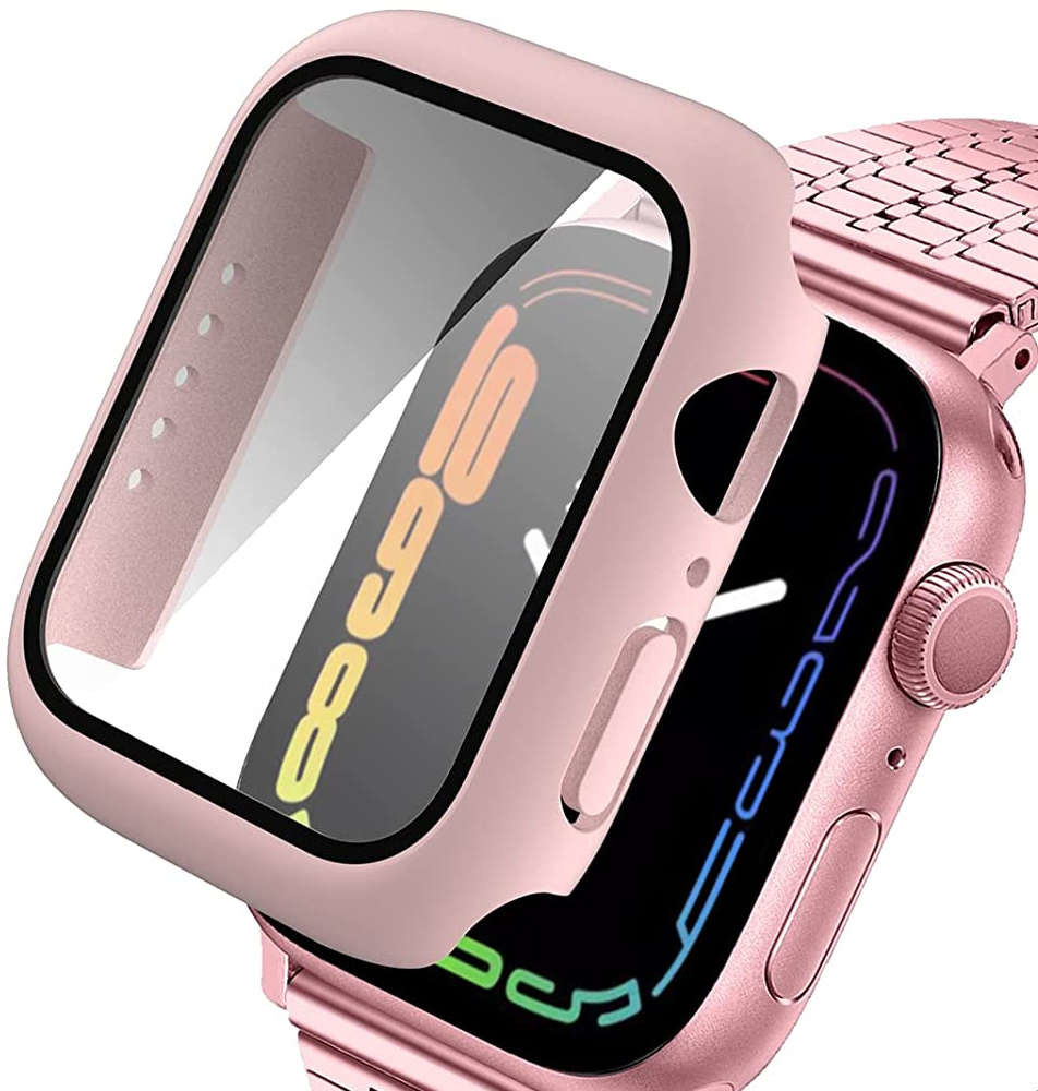 Alogy Obudowa 2w1 nakładka + szkło do Apple Watch 7 45mm Różowa 10985X7
