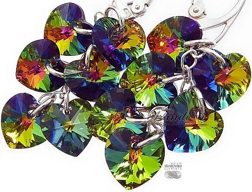 Swarovski CRYSTALS długie kolczyki SREBRO Serce