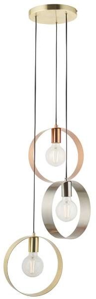 Endon Modernistyczna LAMPA wisząca HOOP 81922 Endon metalowa OPRAWA okrągły ZWIS kaskada pierścienie rings złota chrom miedź 81922
