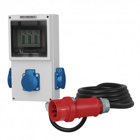 Doktorvolt 3x 230V Mobilny licznik energii elektrycznej 16A MID Przewód 5x2,5mm2 4319 DV-4319-ML