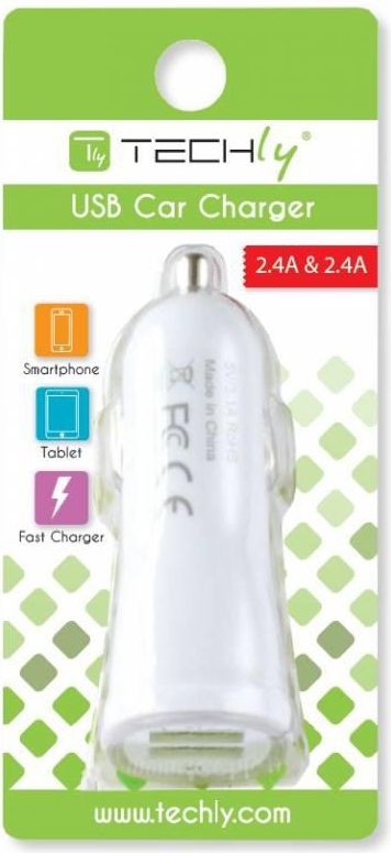 Techly Ładowarka Uniwersalna 2x USB 2.4A Biała 022182