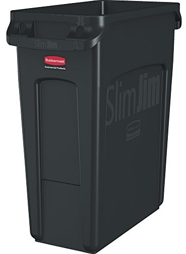Rubbermaid Commercial Products 1955959 Vented Slim Jim-jego tony, tworzywo sztuczne, 60 l, czarny 1955959