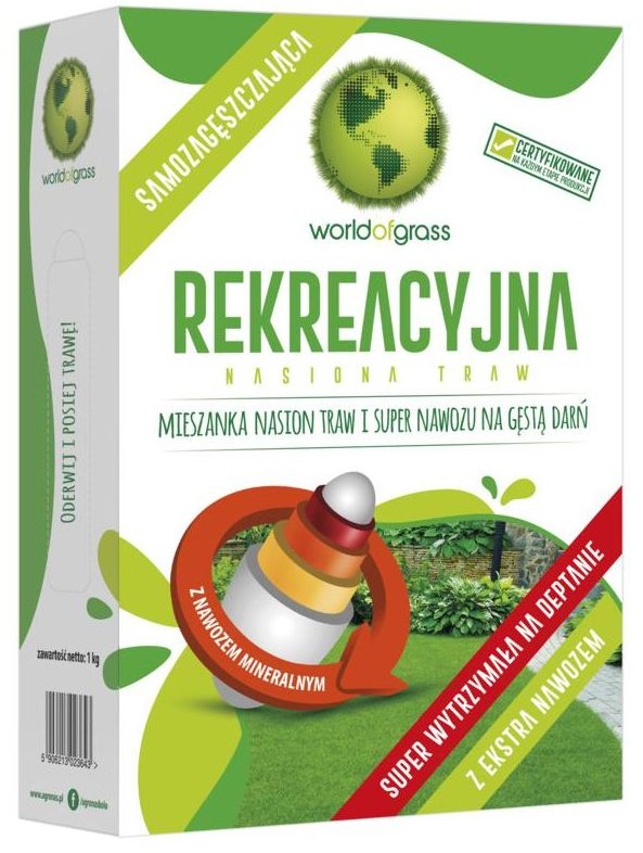 WORLD OF GRASS Nasiona trawy na tereny sPortowe i rekreacyjne 1 kg samozagęszczjąca World of grass