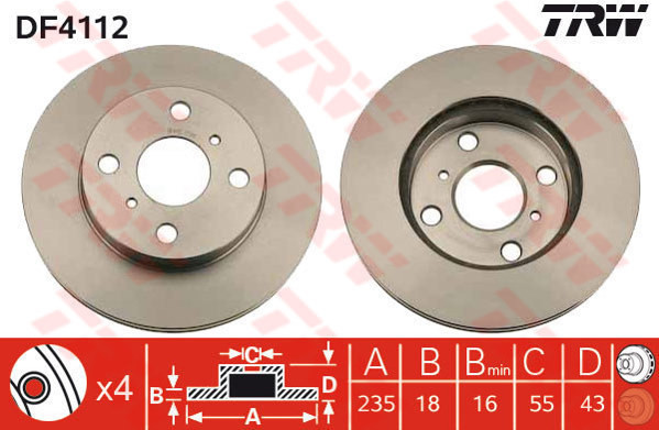 TRW Tarcza hamulcowa DF4112