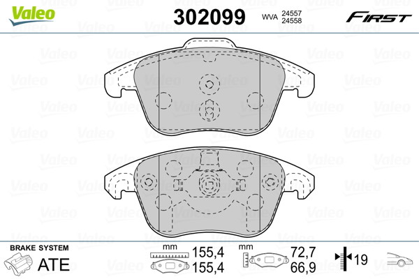 VALEO Zestaw klocków hamulcowych, hamulce tarczowe 302099 302099