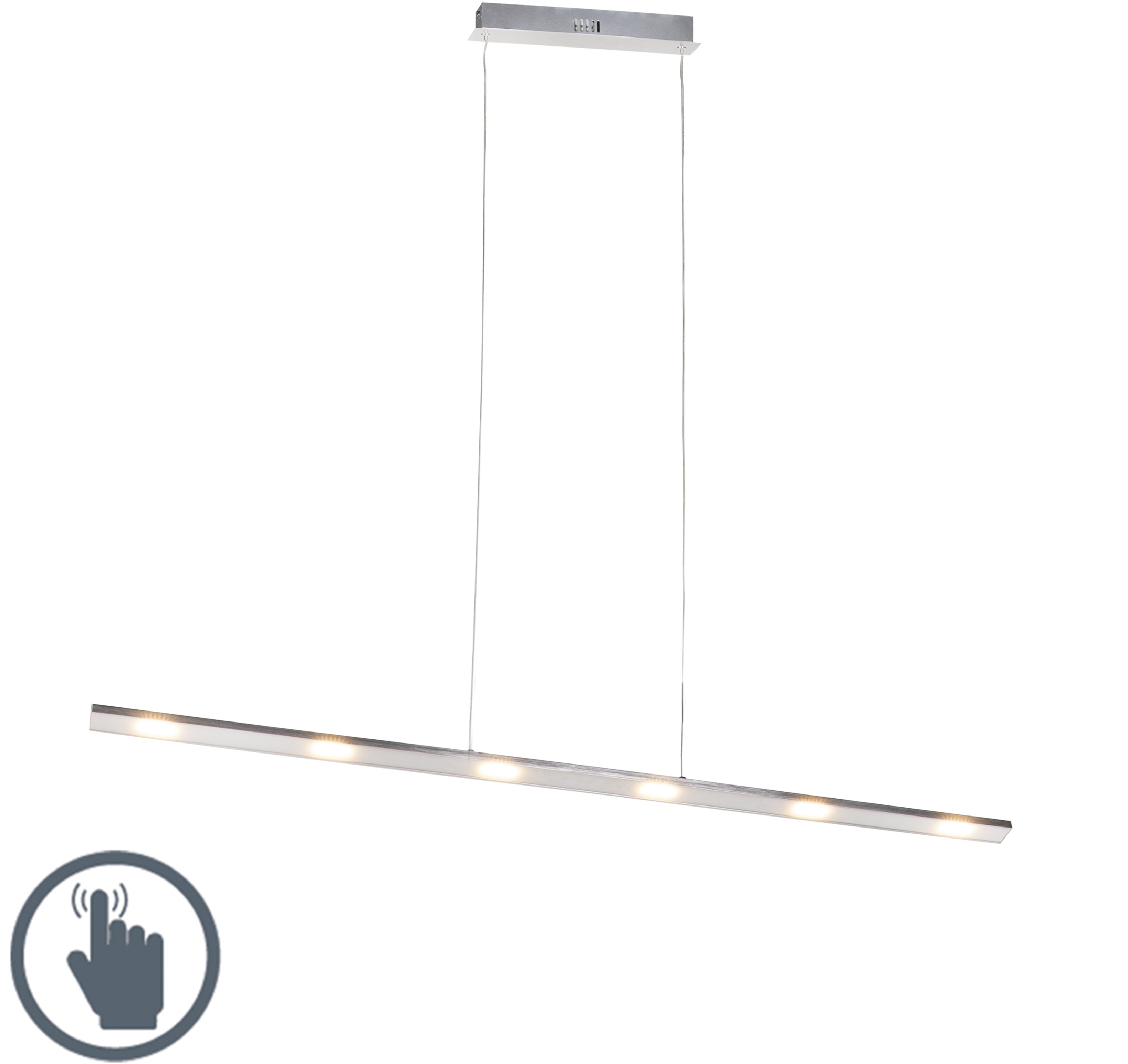 QAZQA Modern Pendant Lamp 120cm Steel with Touch Dimmer incl. LED - Platina 98225