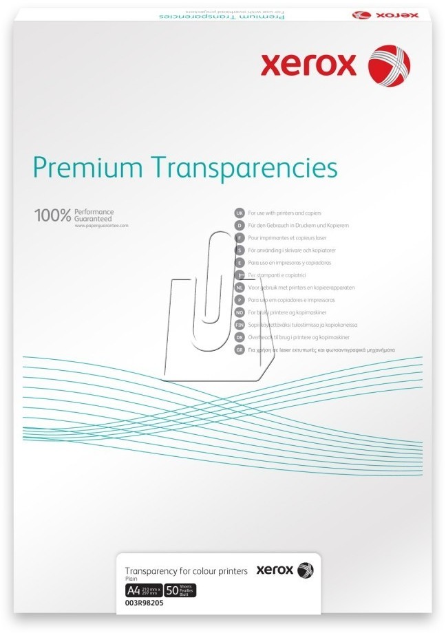 Xerox Papier - Transparency 100m A4 Plain - Digital Color 50 A4 (003R98205)