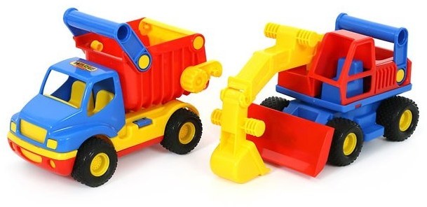 Wader Quality Toys QT Wywrotka i Koparka ConsTruck w siatce)