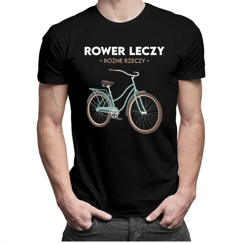 Rower leczy różne rzeczy - męska koszulka z nadrukiem 10550