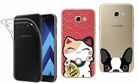 Samsung NOVAGO Novago Etui ochronne do Galaxy A3 2017 (A320) 3 sztuki, przezroczyste, wytrzymałe, wysokiej jakości, do Galaxy A3 2017 (3 etui, wielokolorowe 7) TPUA32017