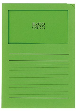 ELCO Elco Ordo Classico papierowe teczki organizery 220 X 310 MM 120 G/M z nadrukiem i okienkiem 180 X 100 MM błyszczący karton 100 sztuk Zielony 29489.62