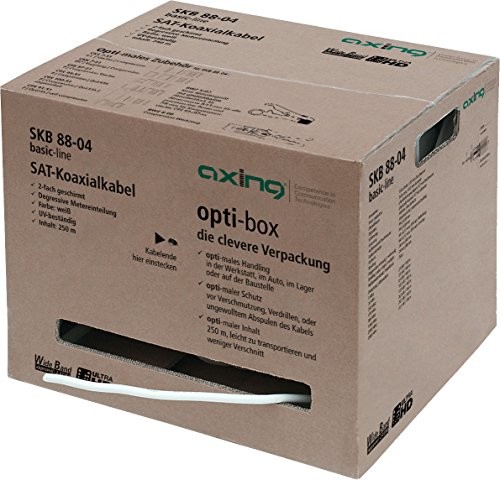 Axing SKB 88  04 kabel koncentryczny 2-żyłowy ekranowany zapewnia SAT i cyfrowej telewizji kablowej (250 m Opti-Box) Biały 7611682118742
