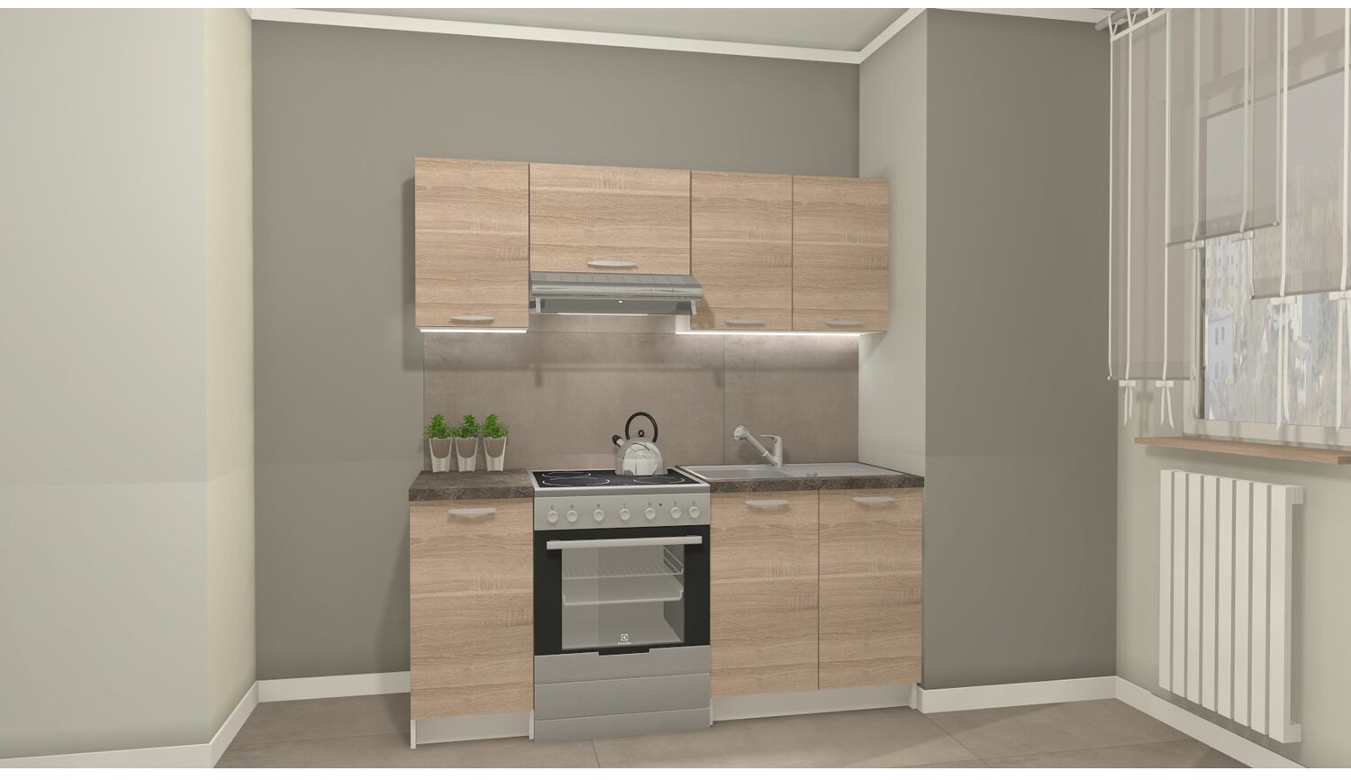 Black and White Style Black and White Zestaw mebli kuchennych Adel 5-elementowy dąb sonoma