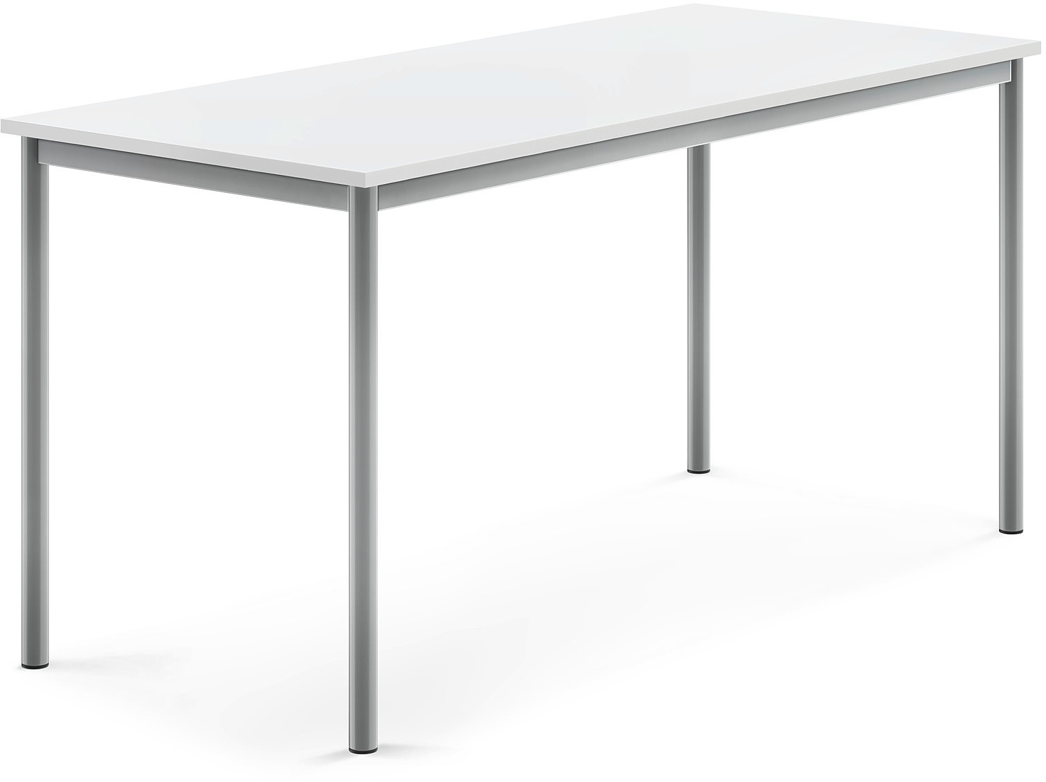 AJ Produkty Biurko BORS, 1600x700x760 mm, biały laminat, szary aluminium