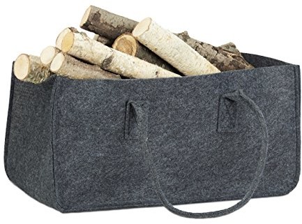 Relaxdays Kosz na drewno kominkowe futerał wykonany z filcu, przenośny drewno opałowe, składana półka na gazety  wys. x szer. x gł.: 25 x 25 x 50 cm, wielokolorowy, 50 x 25 x 25 cm, antracytowy 10021755_139