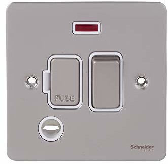 Schneider Electric GU5214WPN Ultimate płaska płyta, przełączane połączenie bezpiecznika, neonowy, perłowy nikiel - opakowanie 1 szt. GU5214WPN