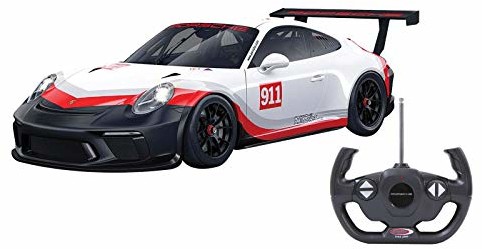 Jamara 405153 - Porsche 911 GT3 Cup 1:14 weiß 27MHz - RC Auto, offiziell lizenziert, ca 1 Std fahren, 9 Km/h, perfekt nachgebildete Details, detaillierter Innenraum, hochwertige Verarbeitung,LED Licht