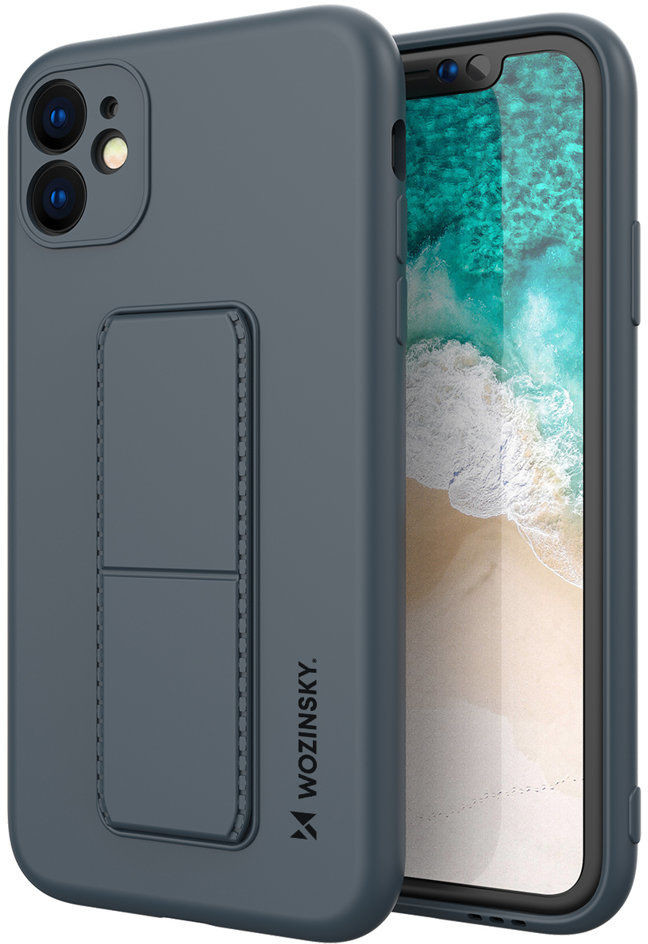 Wozinsky Kickstand Case elastyczne silikonowe etui z podstawką iPhone 11 Pro Max granatowy
