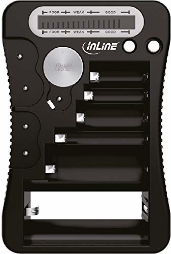 InLine 01285 tester baterii z wyświetlaczem LCD, do baterii okrągłych i guzikowych oraz blok 9 V