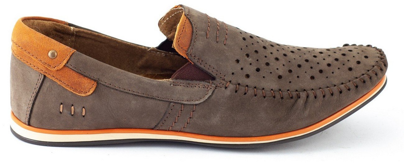 KOMODO KOMODO Buty męskie mokasyny 876 lato brązowe