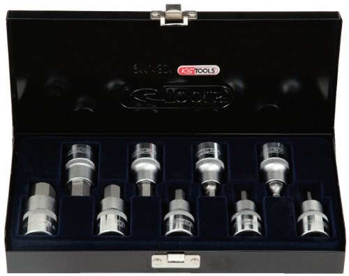 KS Tools 911.1321 1/2 cala Komplet nasadka stykowa bit do śrub z łbem walcowym z gniazdem sześciokątnym, krótki, 9-częściowy ,4  17 MM 4042146076491
