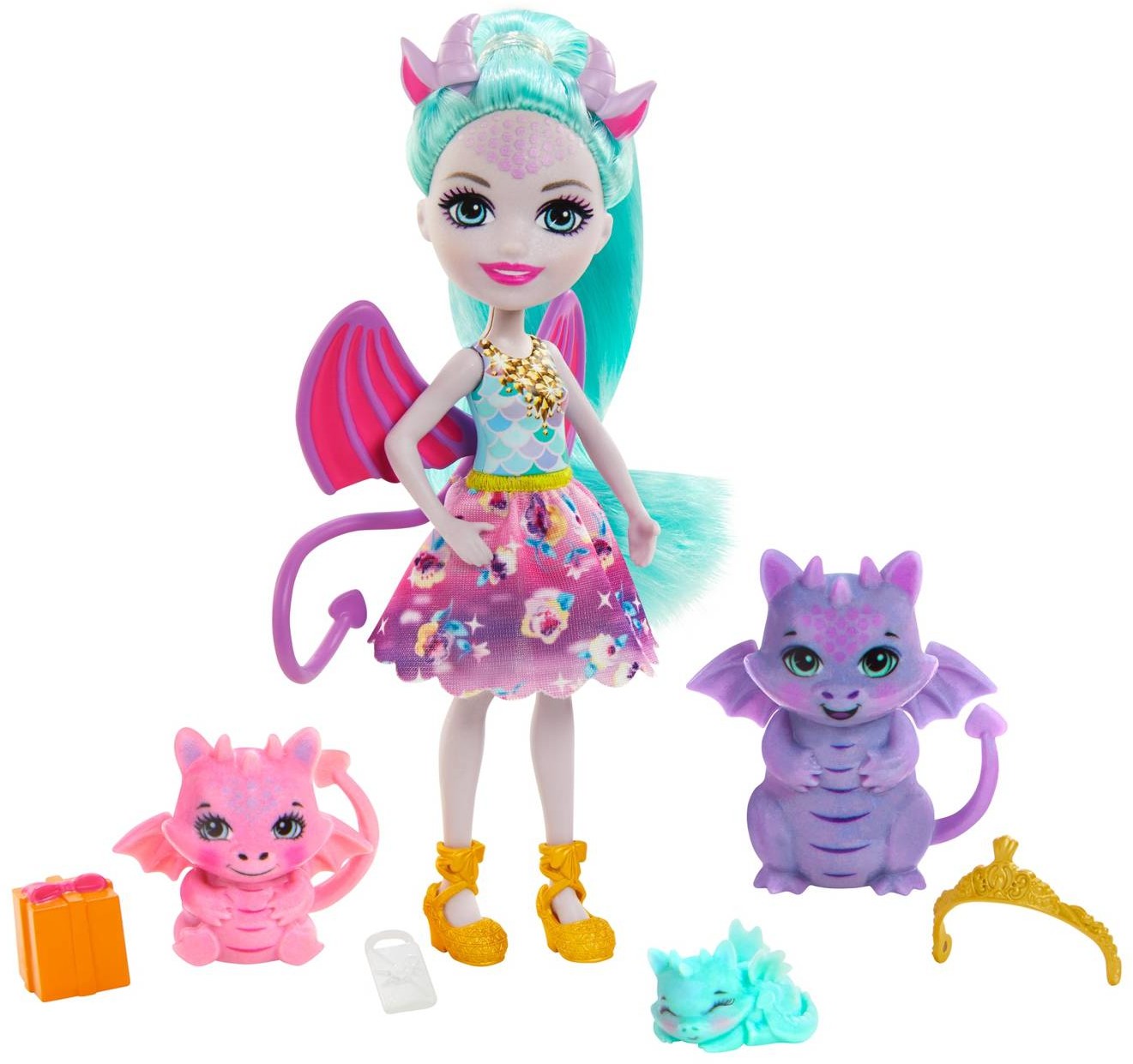 Mattel Enchantimals Rodzina Wielopak Smoki Deanna Dragon Lalka + figurki GYJ09 GJX43_GYJ09