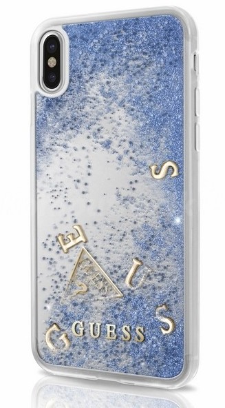 Guess Hardcase do Samsung Galaxy S10e złoty/Peony Liquid Glitter GUHCS10LPEOLGGO