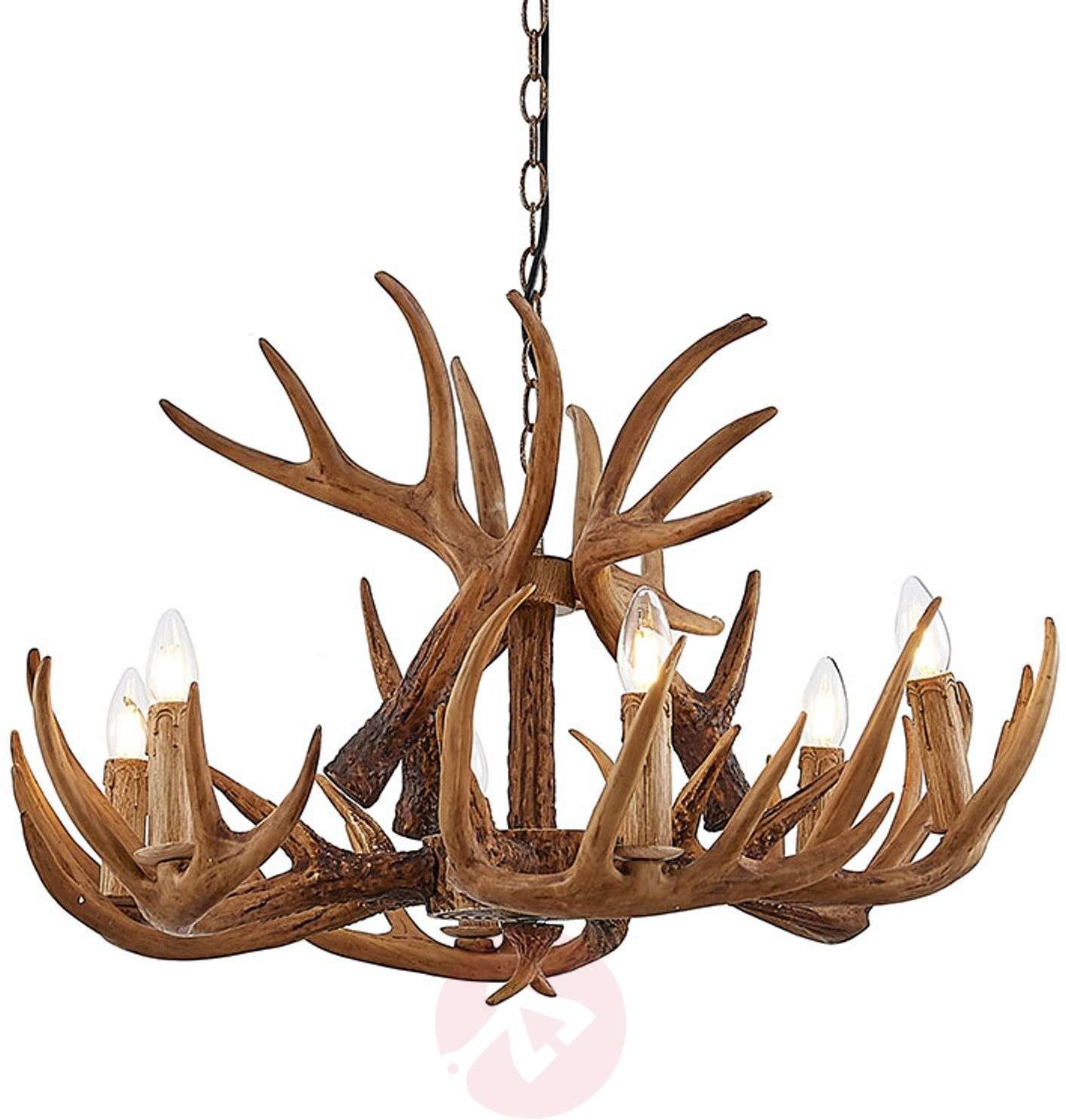 Lindby Fibi lampa wisząca, poroże, brązowa