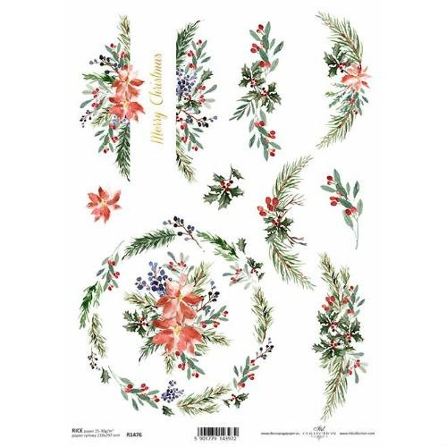 ITDCollection Papier ryżowy do decoupage 297x210 mm - świąteczne dekory R1476