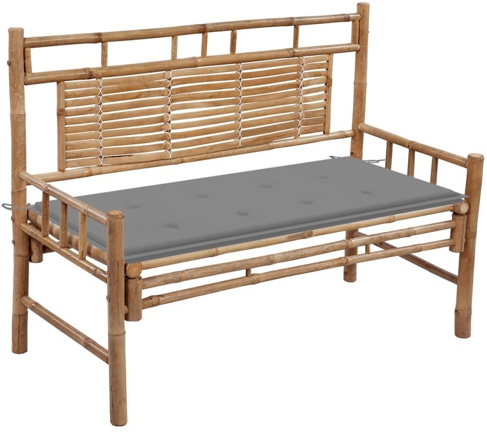 vidaXL Ławka ogrodowa z poduszką, 120 cm, bambusowa 3063877