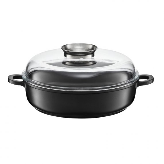 Ambition CARBON PATELNIA GŁĘBOKA 28 CM Z POKRYWKĄ POWŁOKA QUALUM BASIC STONE INDUKCJA 84536