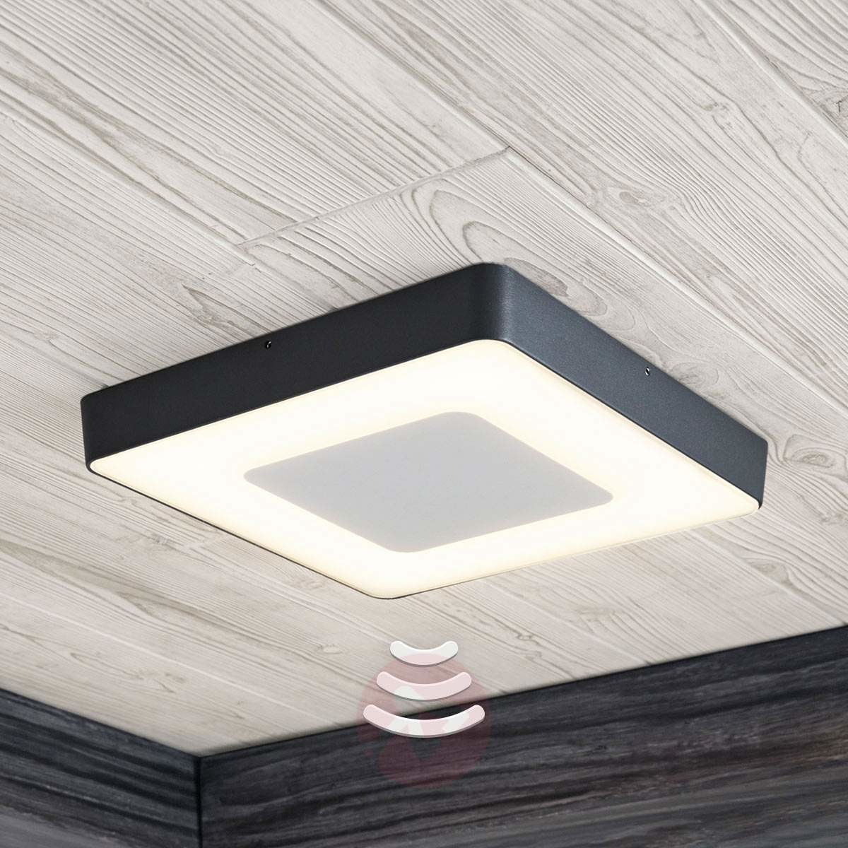 Lampenwelt com Lampa sufitowa LED Sora, kanciasta, czujnik
