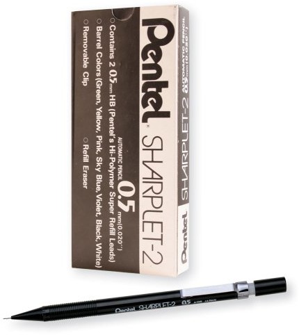 Pentel Sharplet Automatic Pencil HB with 2 X 0.5 MM Lead Ref A125-A [Pack 12] A125A