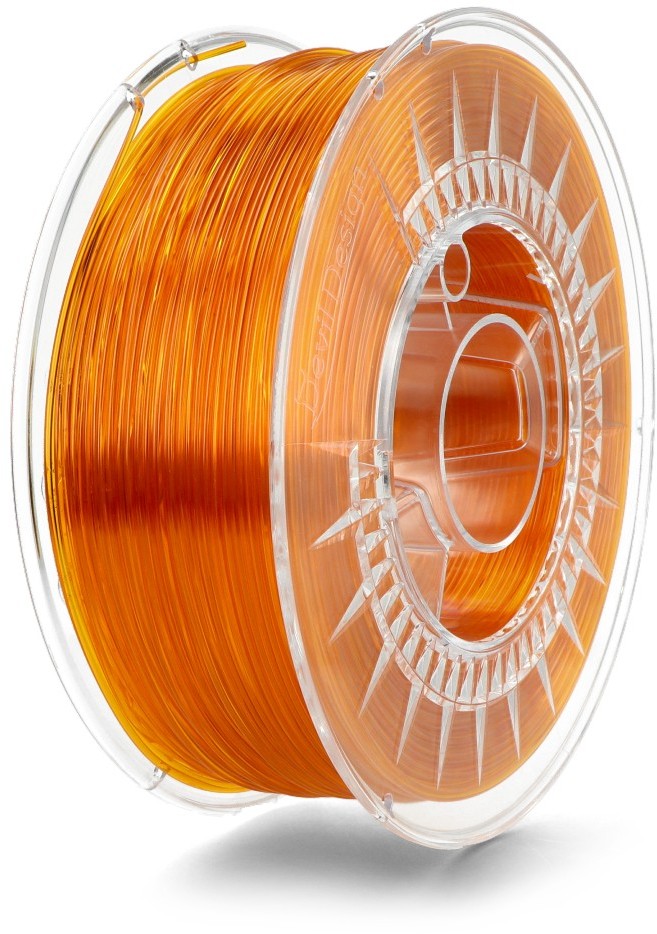 Фото - Пластик для 3D друку Devil Design Filament  PETG 1,75mm 1kg - Bright Orange Transparent 