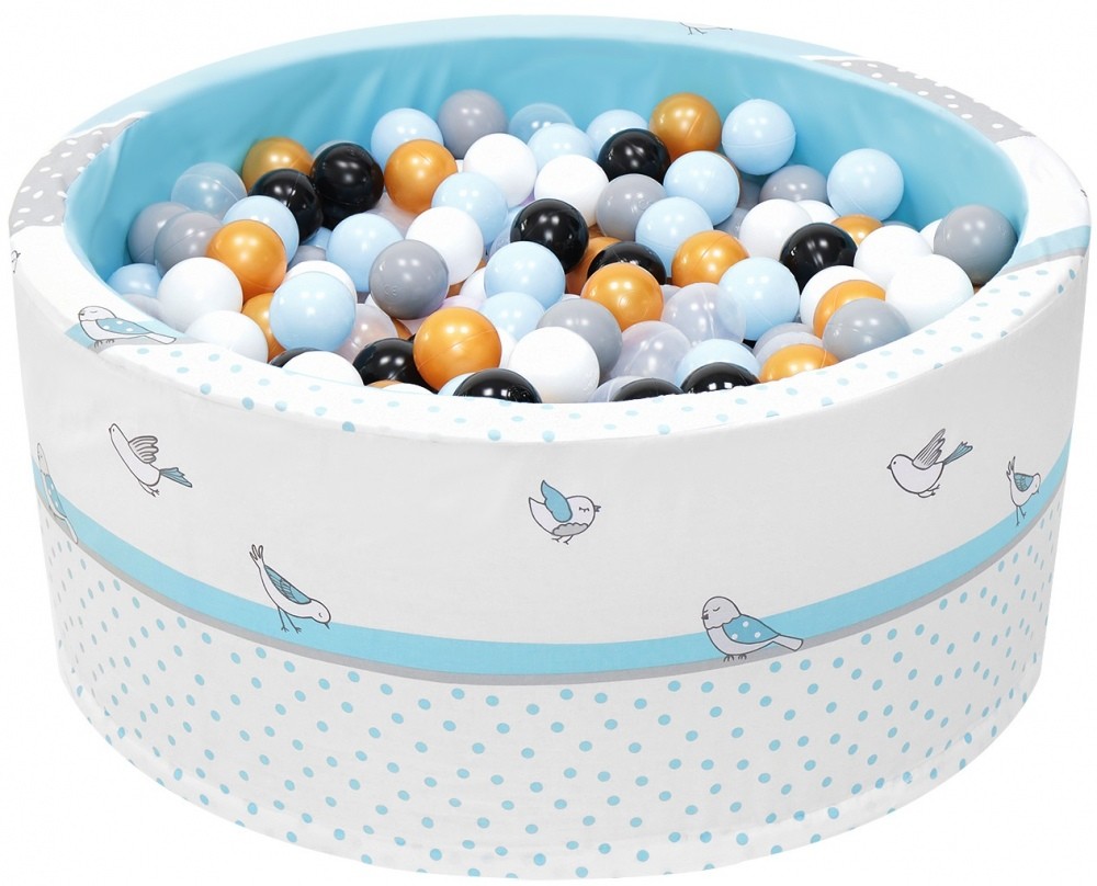 TUPPI Basenik z kulkami piłeczkami piłkami dla dzieci niemowląt 90x40 - 200 kulek - Słonik turkusowy