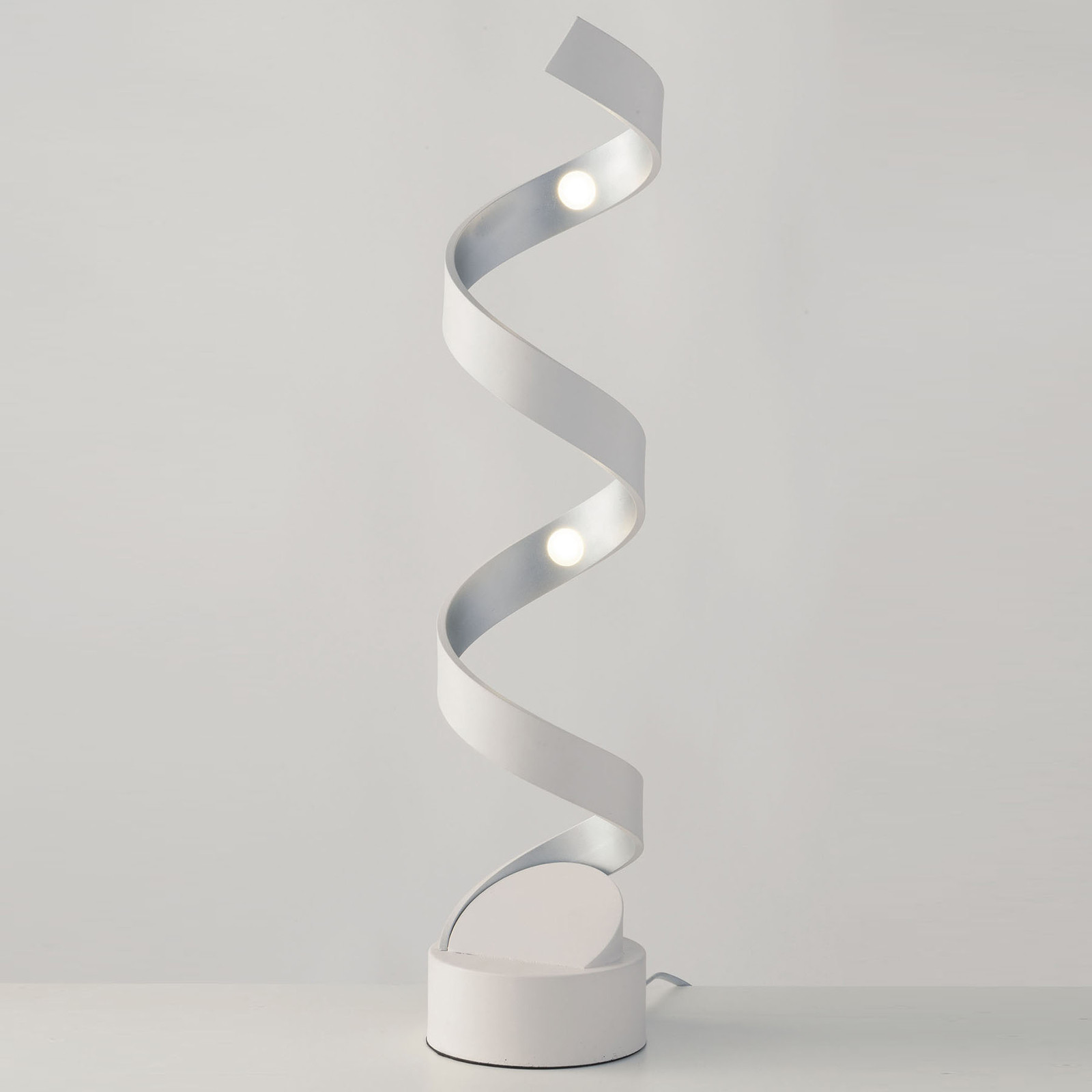 ECO-LIGHT Lampa stołowa LED Helix, 74 cm, biało-srebrna