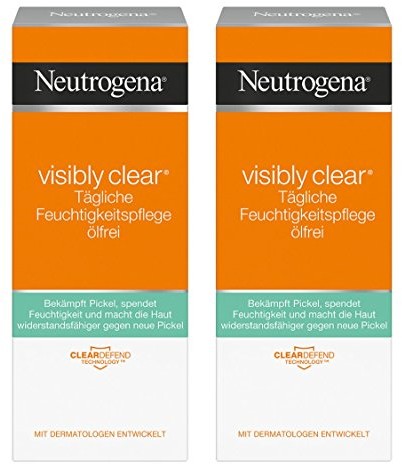 Neutrogena Visibly Clear codzienna pielęgnacja nawilżająca bezolejowa / przejrzysty krem nawilżający z kwasem salicylowym do twarzy na dzień i na noc / 2 x 50 ml 90622