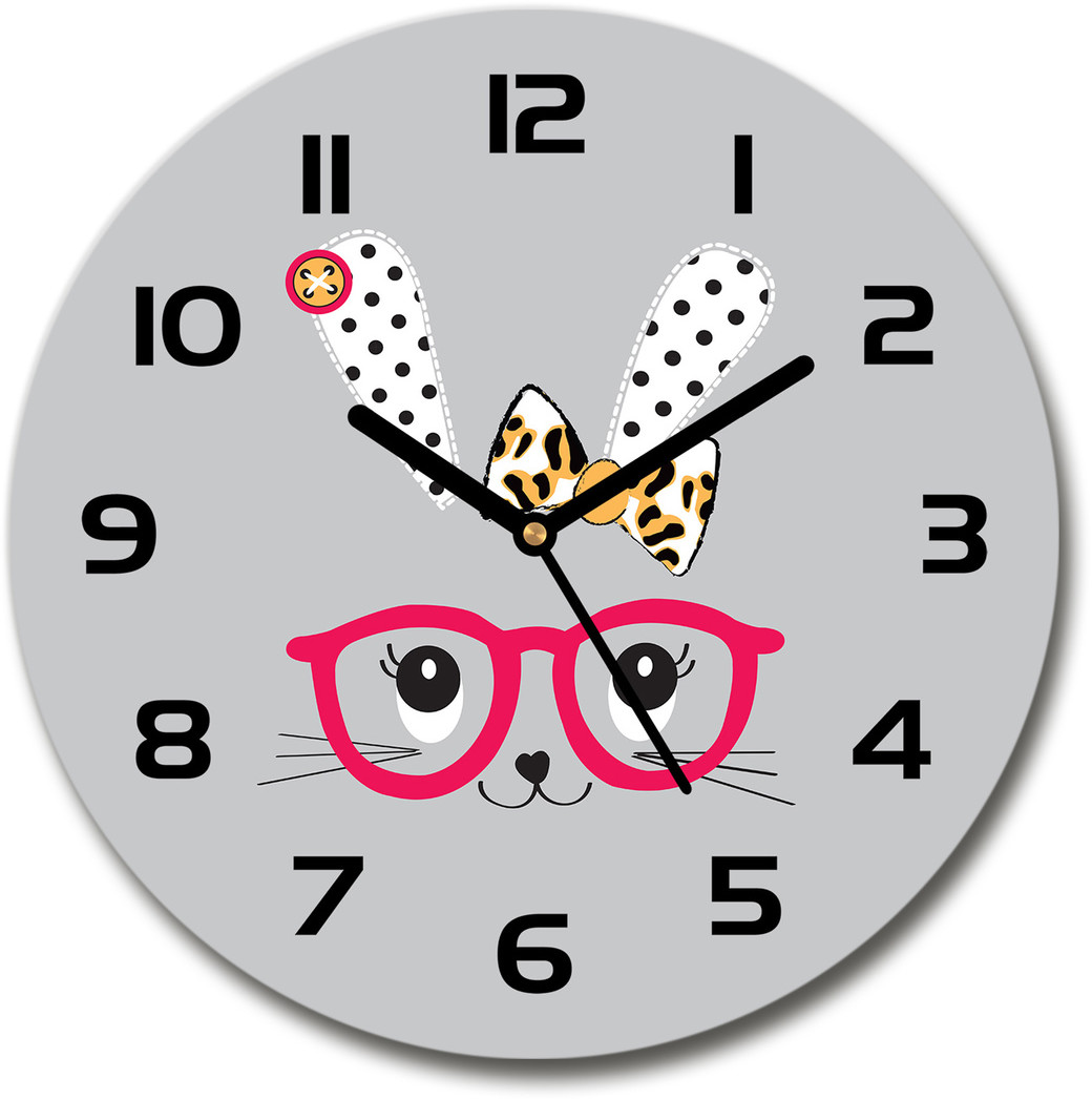 Zegar szklany okrągły Królik w okularach